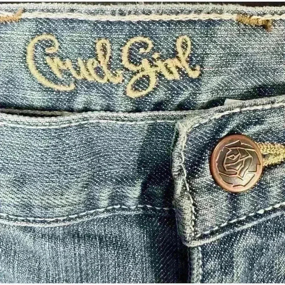 Cruel Girl Relaxed Bootcut Denim Jeans Pocket Blue CB64754071 Women 7 Short - Picture 3 of 7